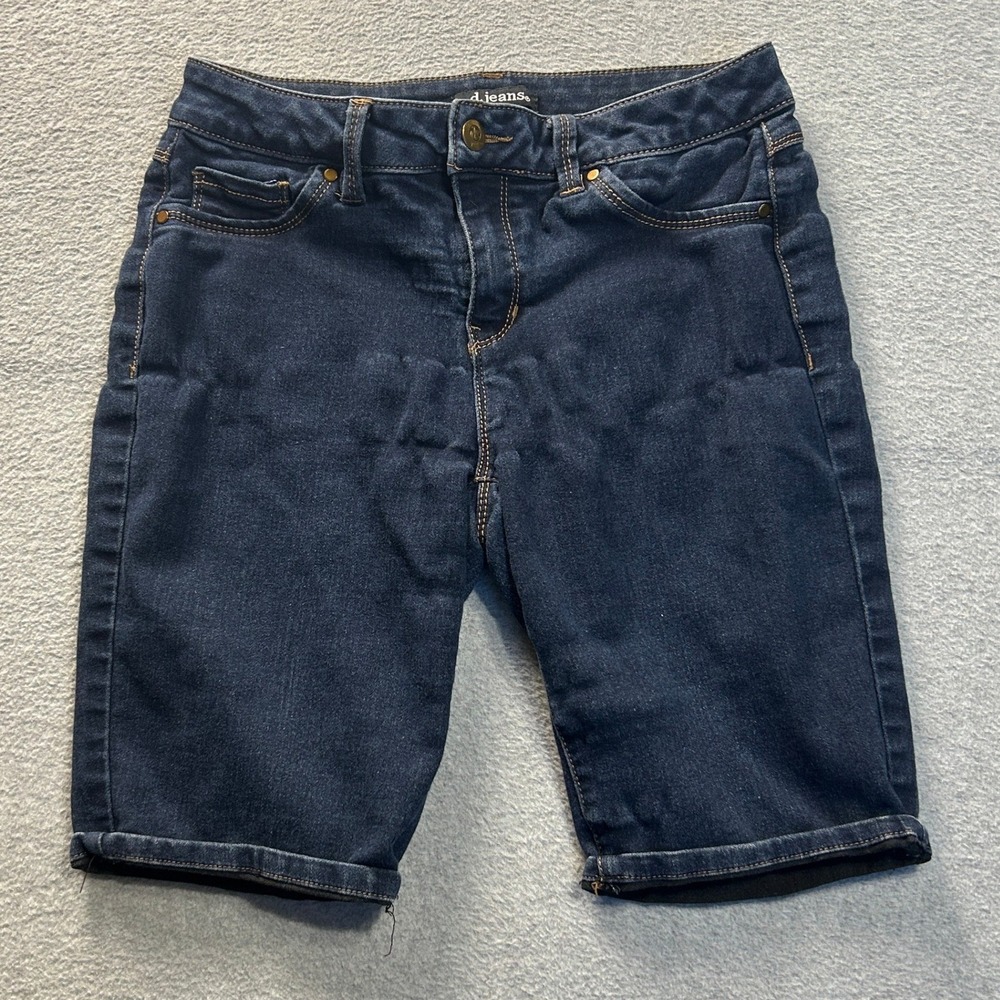 d.jeans Bermuda Shorts Womens Dark Wash Blue Denim Size 6 Mid Rise Stretch Fit